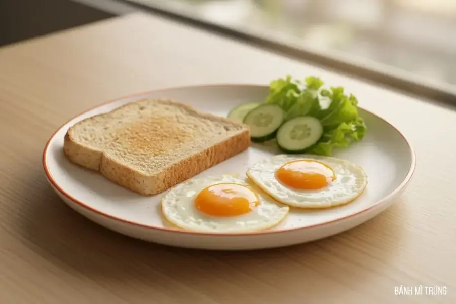 Bánh mì nguyên cám và trứng ốp la.