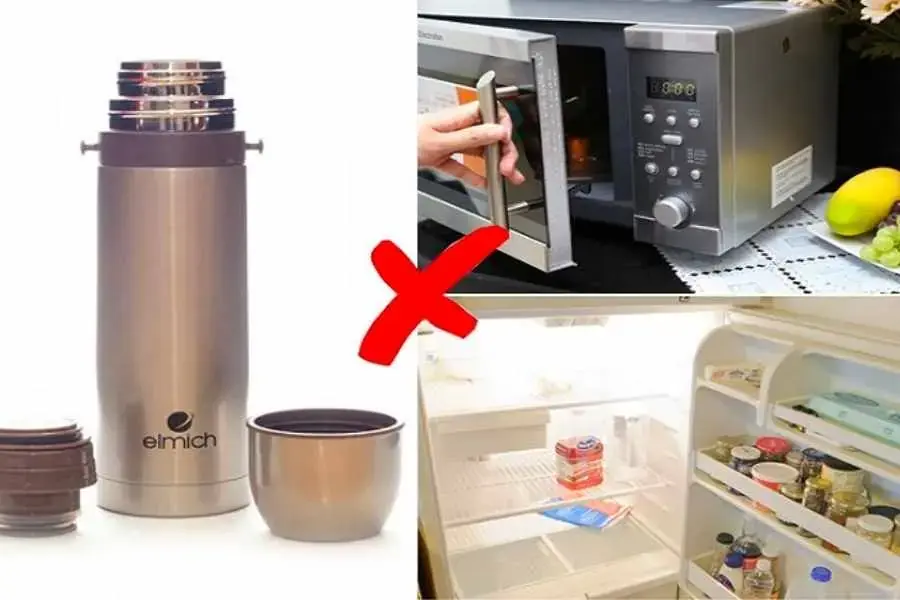 Không cho trực tiếp bình giữ nhiệt vào lò vi sóng hay tủ lạnh