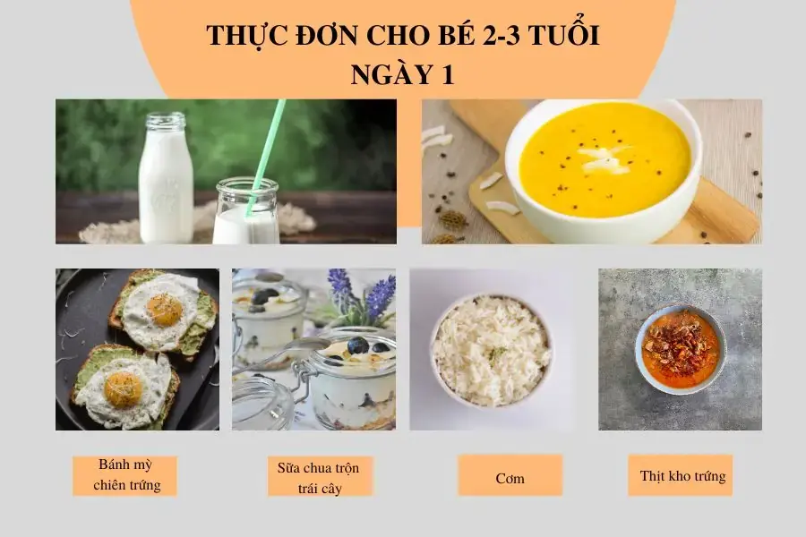 Thực đơn cho bé 2 - 3 tuổingày 1 hấp dẫn
