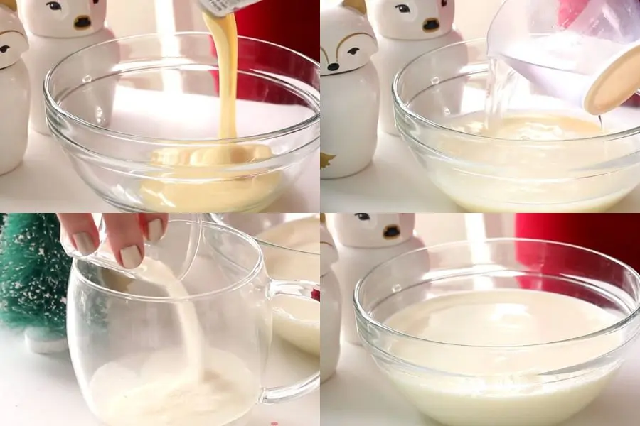 Tiến hành pha hỗn hợp sữa đặc.