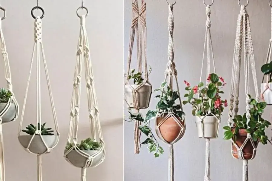 Sử dụng dây đeo trang trí chậu cây giúp tiết kiệm không gian