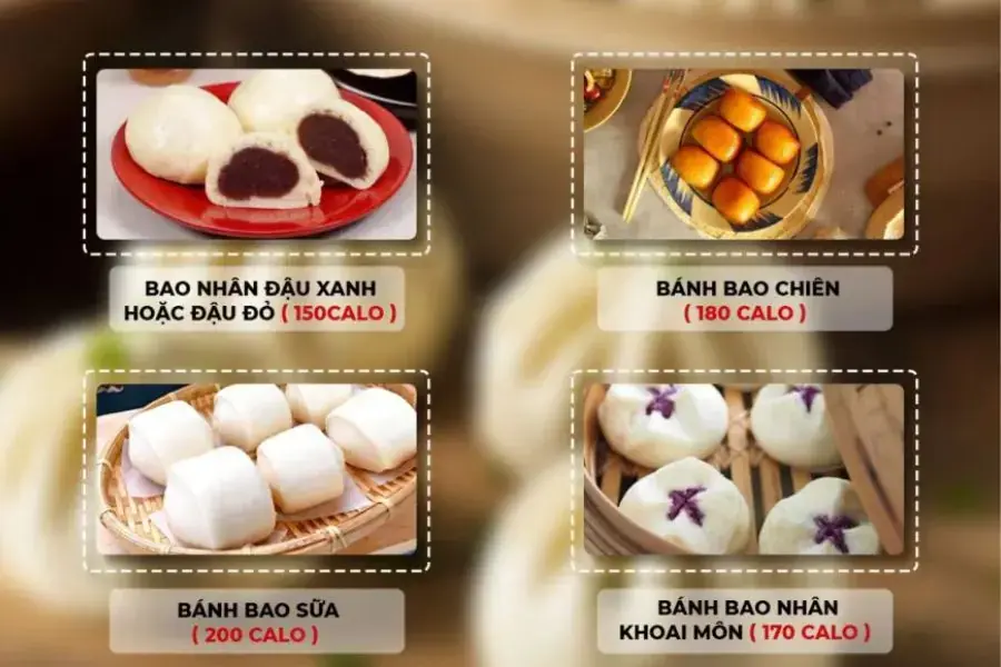 Calo trong bánh bao phụ thuộc vào nhân bánh và cách chế biến.