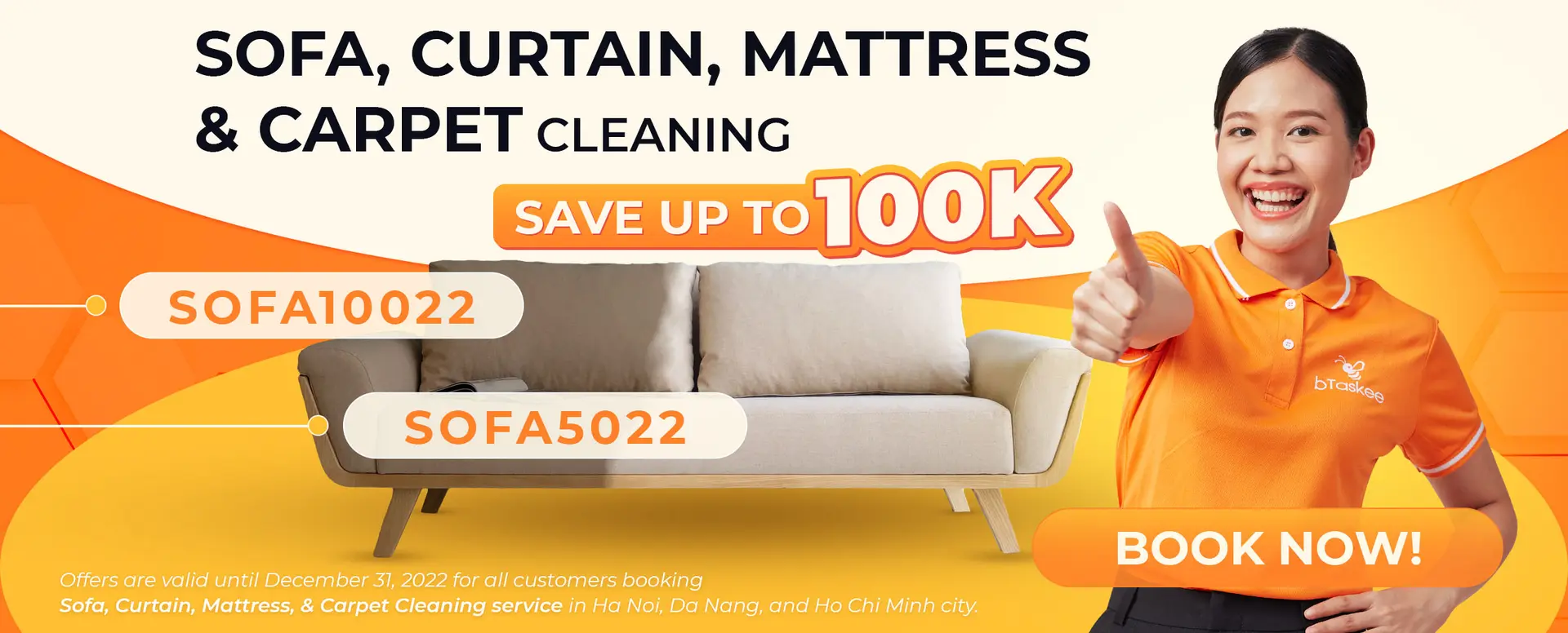 Ưu Đãi Đến 100K Dịch Vụ Vệ Sinh Sofa - Rèm - Đệm - Thảm