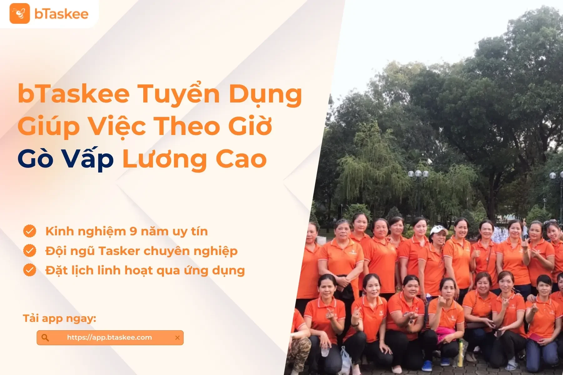bTaskee Tuyển Dụng Giúp Việc Theo Giờ Gò Vấp Lương Cao